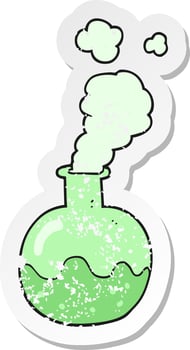 retro distressed sticker of a cartoon chemical reaction vector