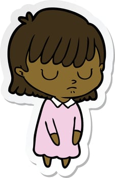 sticker of a cartoon woman vector