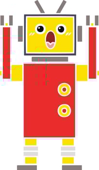 flat color retro cartoon robot vector