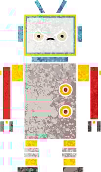 retro illustration style cartoon robot vector