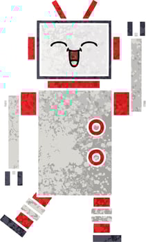 retro illustration style cartoon robot vector