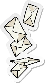 distressed sticker of a cartoon letters vector