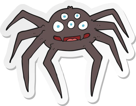 sticker of a cartoon spider vector