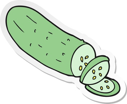 sticker of a cartoon sliced cucumber vector