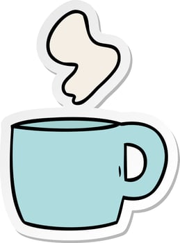 sticker cartoon doodle of a steaming hot drink vector