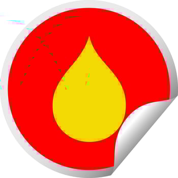 quirky circular peeling sticker cartoon rain drop vector