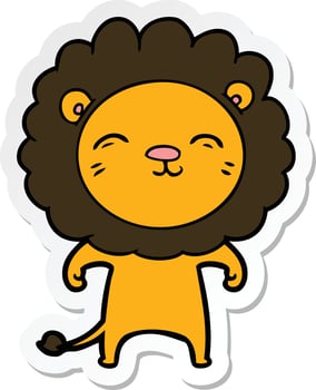 sticker of a cartoon lion vector