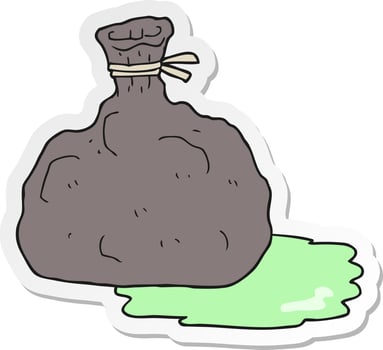 sticker of a cartoon bag of garbage vector