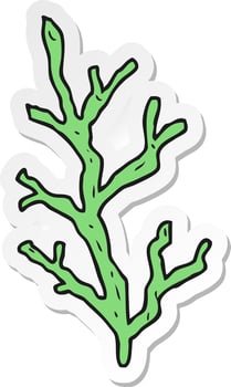 sticker of a cartoon seaweed vector