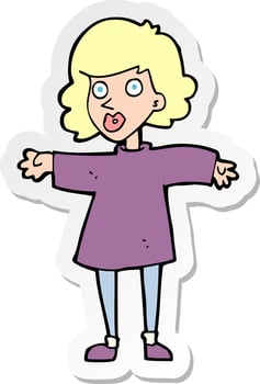 sticker of a cartoon nervous woman vector