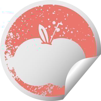 distressed circular peeling sticker symbol juicy apple vector