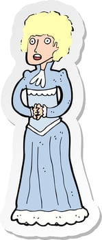 sticker of a cartoon shocked victorian woman vector