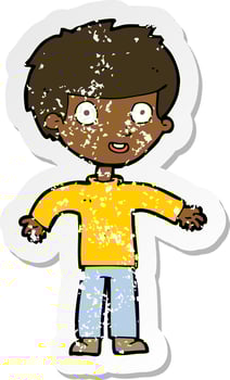 retro distressed sticker of a cartoon happy man vector