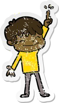 distressed sticker of a cartoon happy boy vector