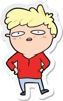 sticker of a cartoon impatient man vector