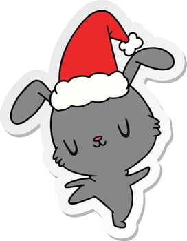 christmas sticker cartoon of kawaii rabbit vector
