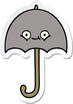 sticker of a cute cartoon umbrella vector