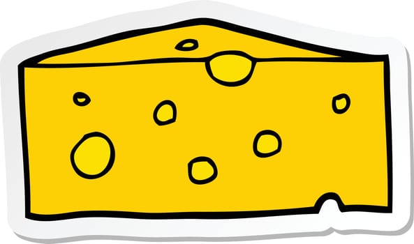 sticker of a cartoon cheese vector