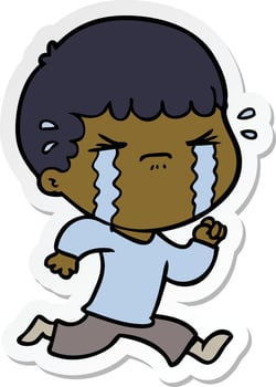 sticker of a cartoon man crying vector