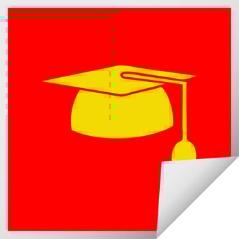 square peeling sticker cartoon graduation hat vector