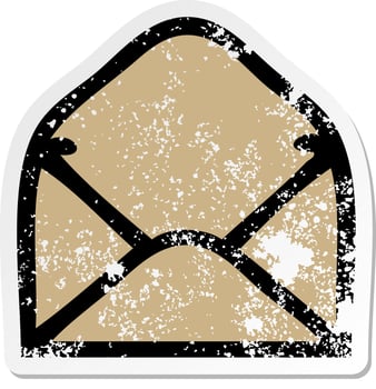 distressed sticker of a cute cartoon paper envelope vector
