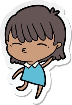sticker of a cartoon woman vector