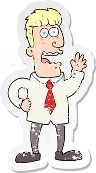 retro distressed sticker of a cartoon businessman vector
