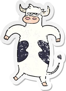 distressed sticker of a cartoon bull vector