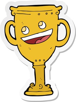 sticker of a cartoon trophy vector