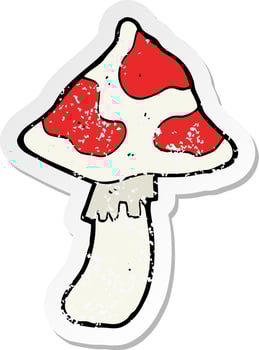 retro distressed sticker of a cartoon toadstool vector