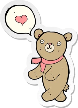 sticker of a cartoon bear in love vector