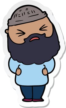 sticker of a cartoon man with beard vector