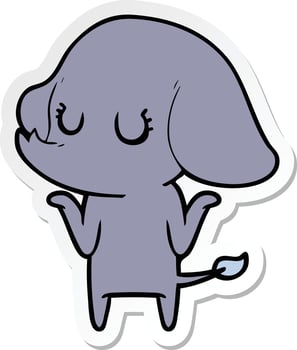 sticker of a cute cartoon elephant shrugging shoulders vector