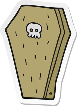 sticker of a cartoon halloween coffin vector
