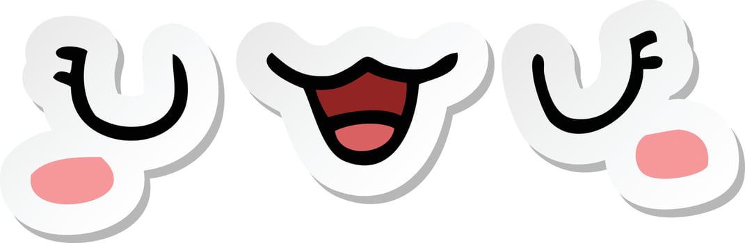 sticker of a cute cartoon face vector