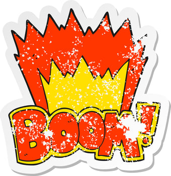 retro distressed sticker of a cartoon boom symbol vector