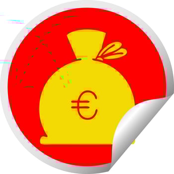 circular peeling sticker cartoon bag of money vector