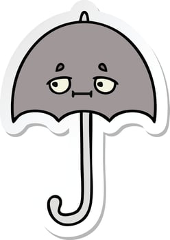 sticker of a cute cartoon umbrella vector