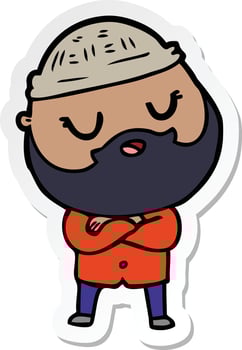 sticker of a cartoon man with beard vector