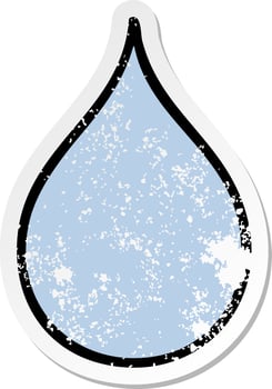 distressed sticker of a quirky hand drawn cartoon rain drop vector