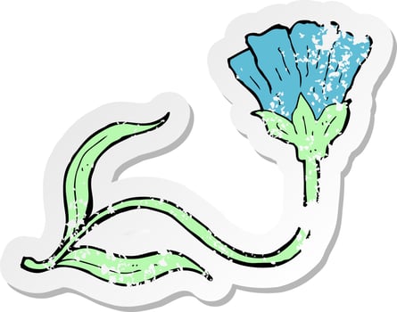retro distressed sticker of a cartoon flower vector