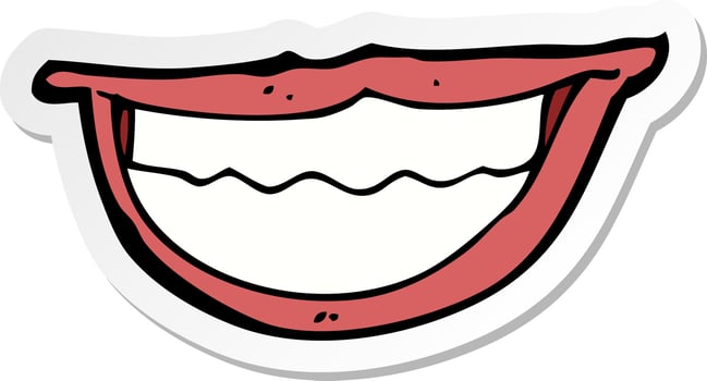 sticker of a cartoon grinning mouth vector