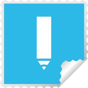 square peeling sticker cartoon red pencil vector