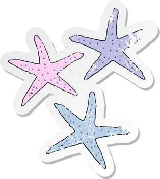 retro distressed sticker of a cartoon starfish vector