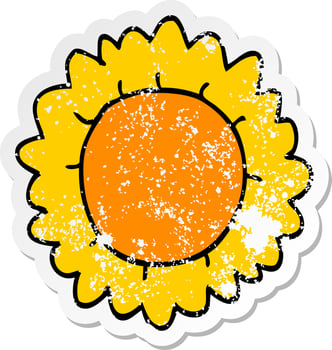 distressed sticker of a cartoon flower vector