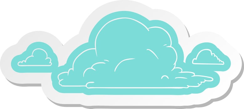 cartoon sticker of white large clouds vector