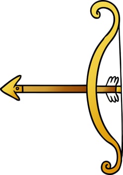 gradient cartoon doodle of a bow and arrow vector