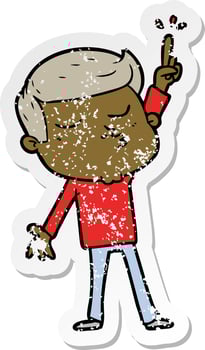 distressed sticker of a cartoon model guy pouting vector