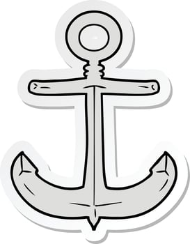 sticker of a cartoon anchor vector