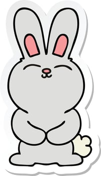 sticker of a quirky hand drawn cartoon rabbit vector